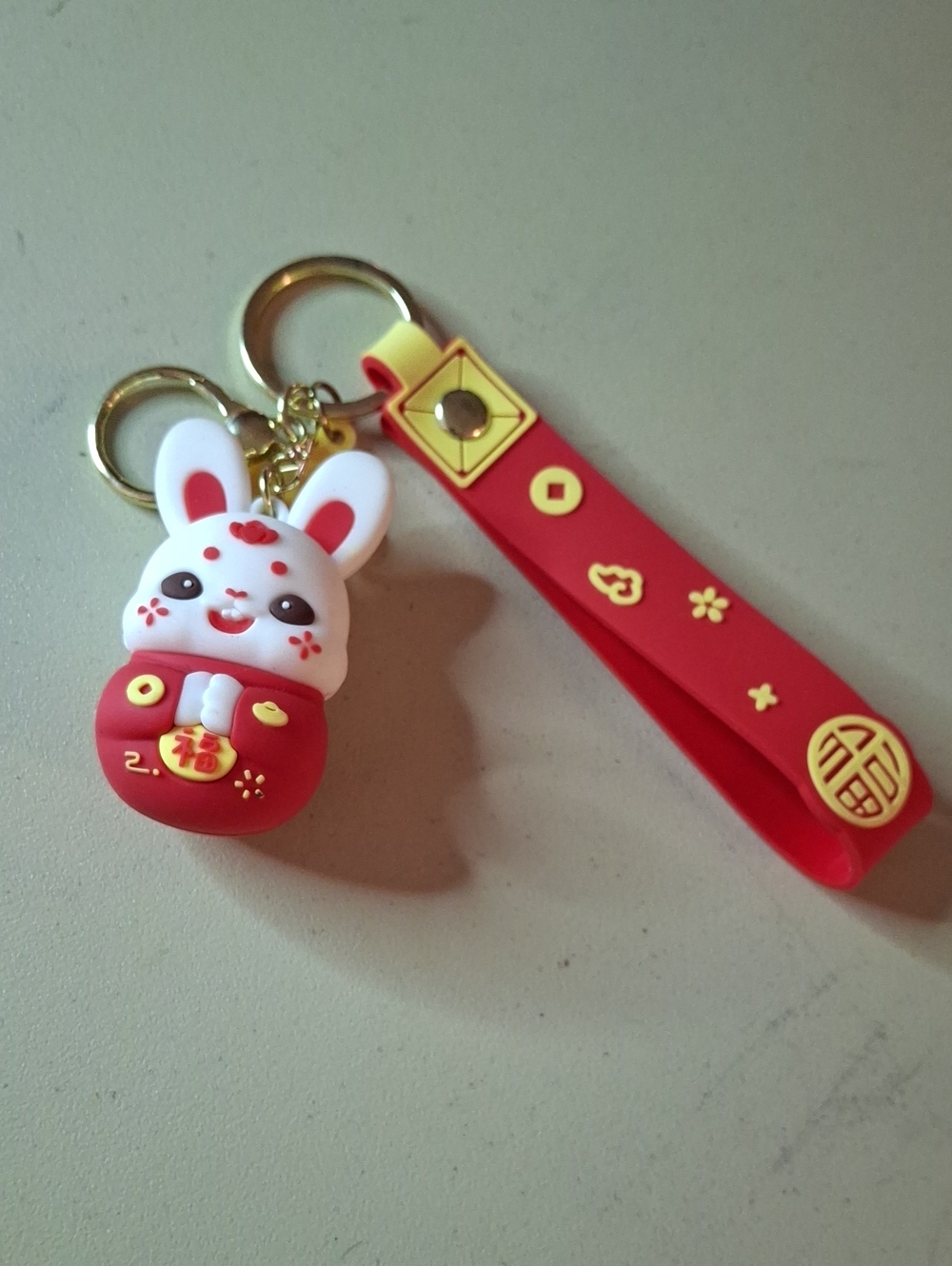 Red Rubberu Bunny Keychain Wrist Strap Keyring Purse Charm New